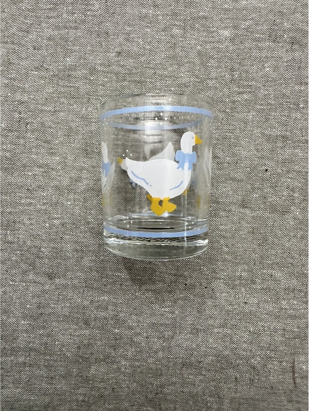 Vintage Duck Votive Candle Holder 1990s Y2K Decor Blue Bows 2.75” Glass